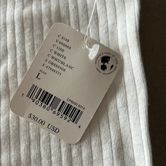 NWT White Long Sleeve Ribbed Top by Intimately by Free People in size L - Picture 4 of 9